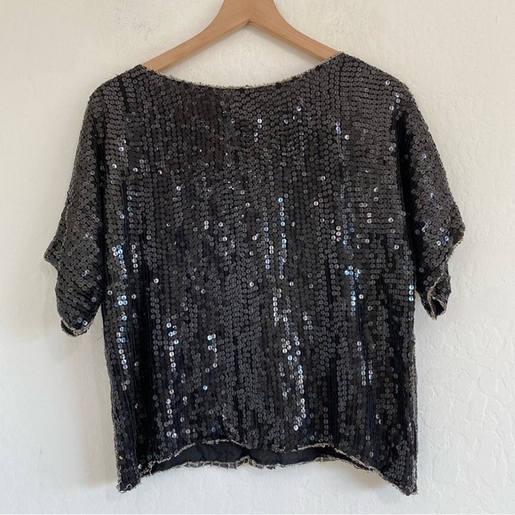 Jean for Joseph Le Bon Women’s L Vintage Silk Beaded Sequin Floral Top Blouse - Picture 3 of 6